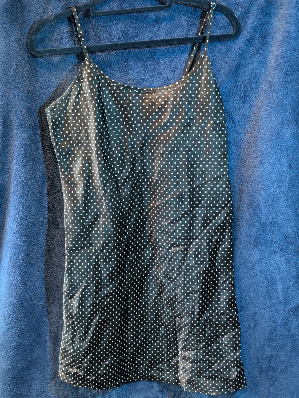 Black Polka Dot Slip Dress - Classic Spaghetti Strap